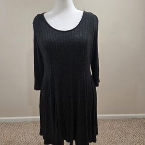 Torrid Charcoal Ribbed Long Sleeve Skater dress